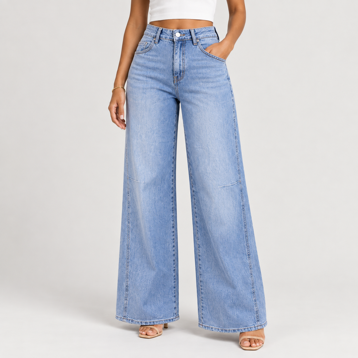 Wide-Leg Light Blue Jeans 