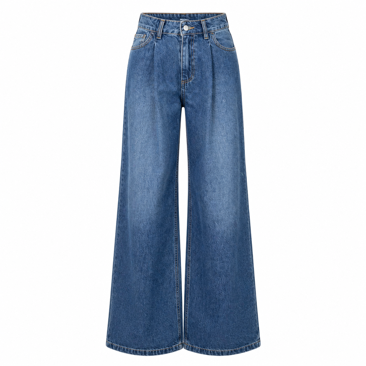 Wide legs pleated denim jeans 