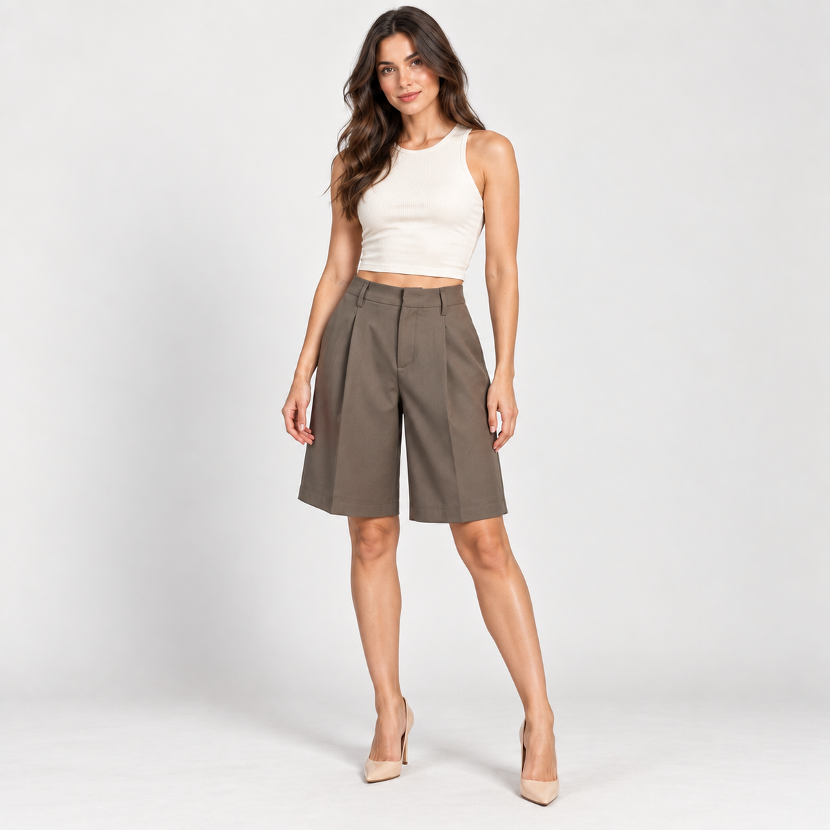 Women's brown Bermuda shorts – Atelierose Lebanon