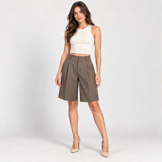 Women's brown Bermuda shorts – Atelierose Lebanon