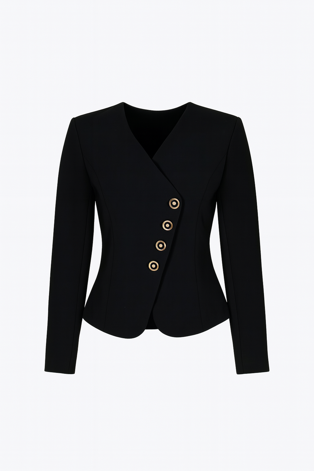 Black blazer with gold buttons