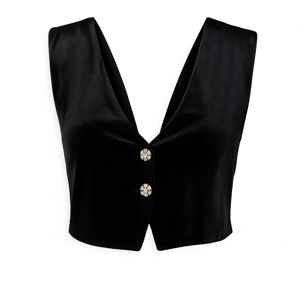 Velvet cardigan with rhinestones