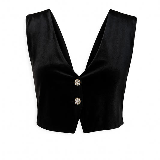 Velvet cardigan with rhinestones