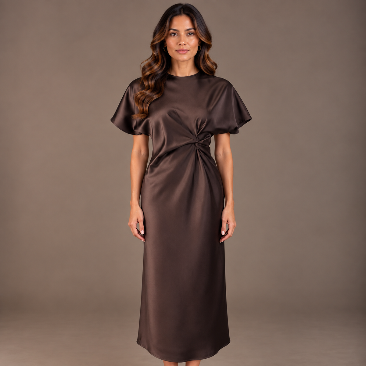 Women's Maxi Dress – Plum, Black, Brown & Olive 