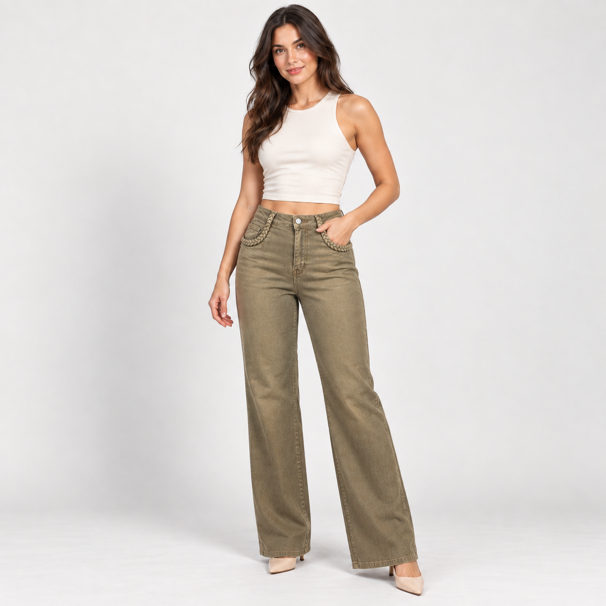 Women's straight-cut jeans in black – Atelierose Lebanon