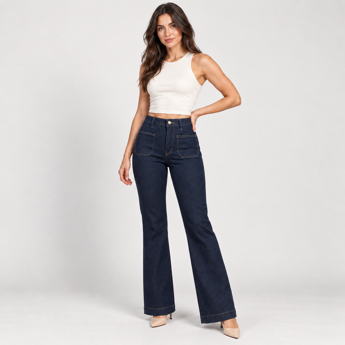 Women's straight-cut navy jeans – Atelierose Lebanon