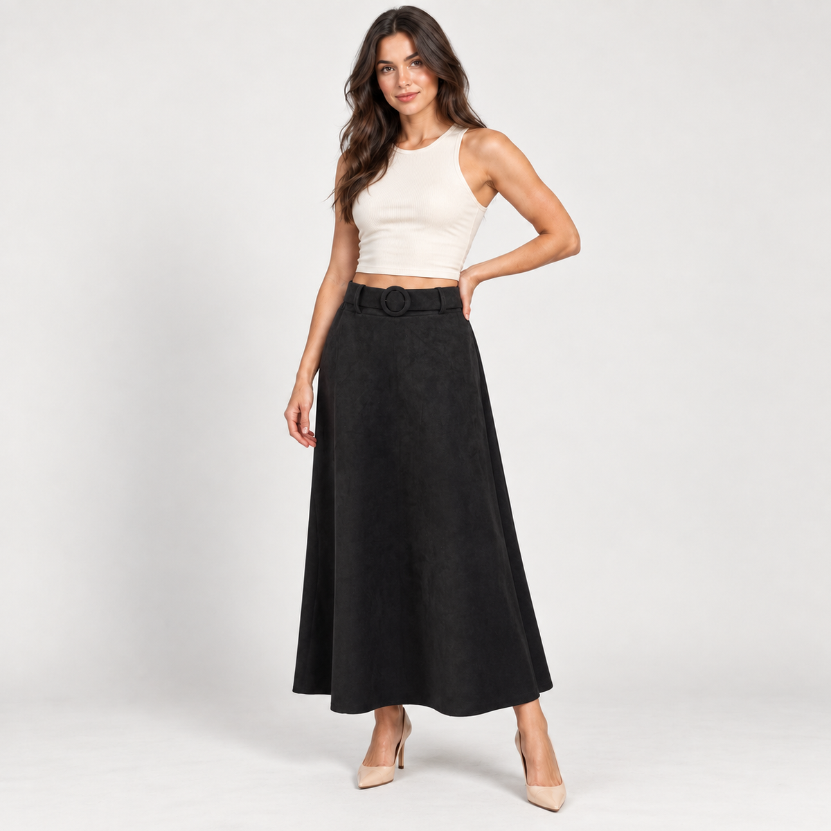 Women's black suede skirt – Atelierose Lebanon