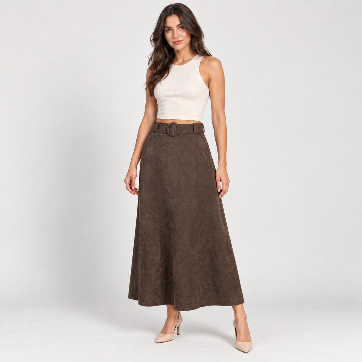Women's brown suede skirt – Atelierose Lebanon