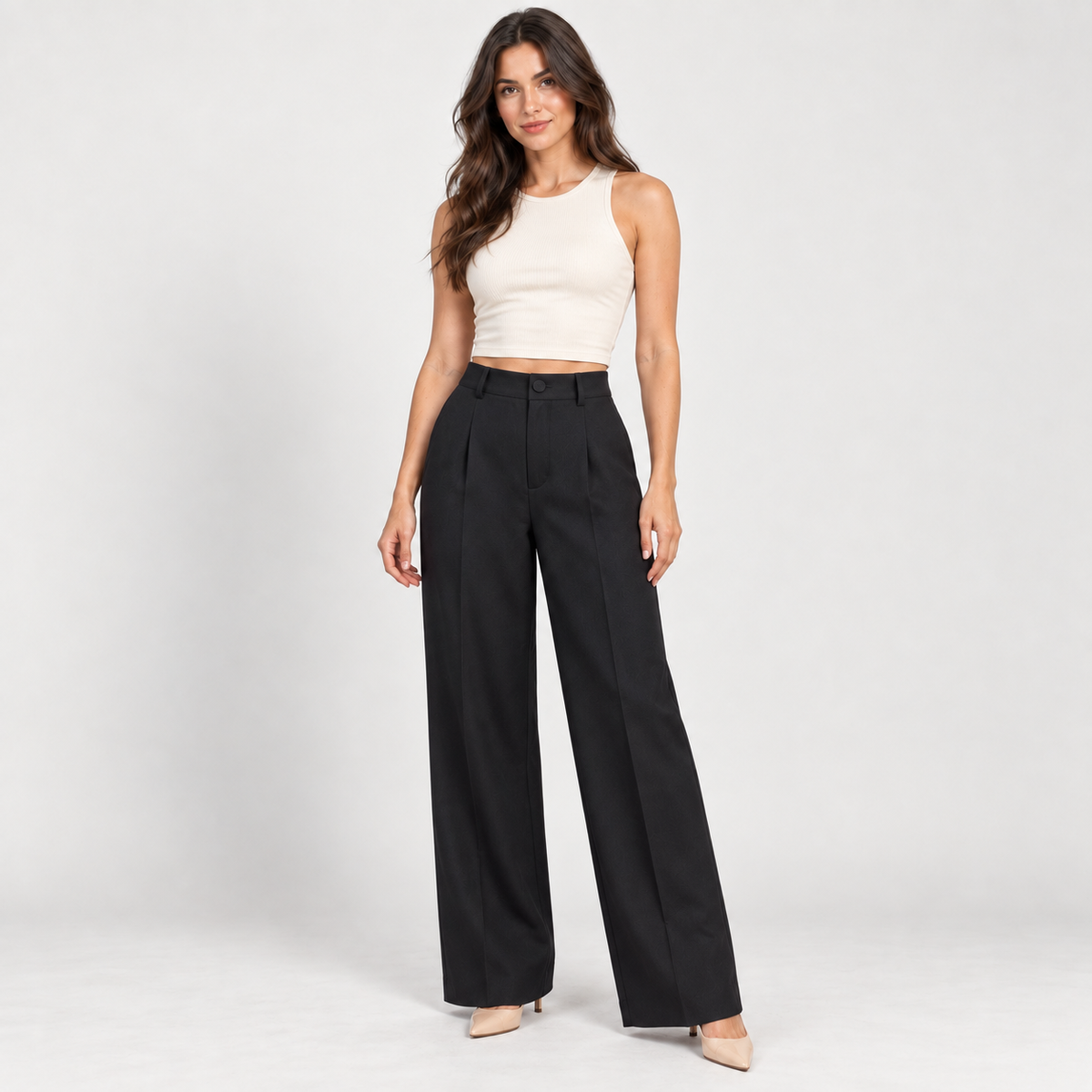 Women's black wide-leg trousers XL to 3XL – Atelierose Lebanon