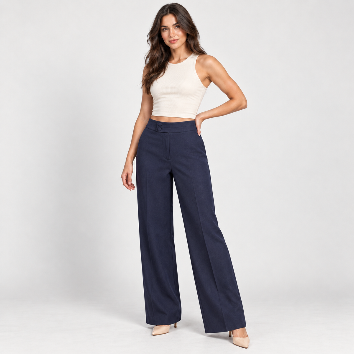 Women's brown wide-leg trousers XL to 3XL – Atelierose Lebanon