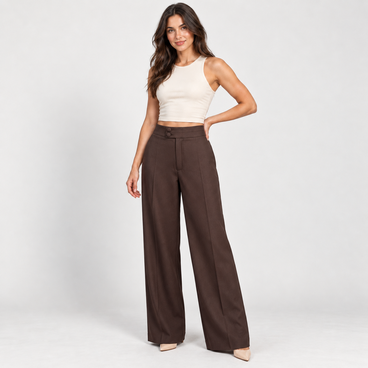 Women's navy wide-leg trousers XL to 3XL – Atelierose Lebanon