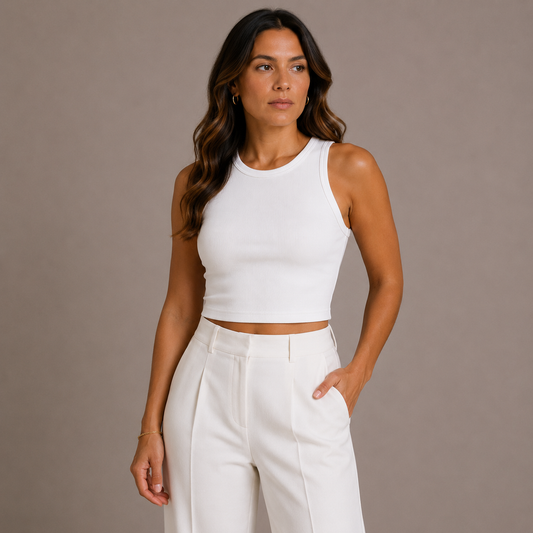 Plain viscose crop top - white 